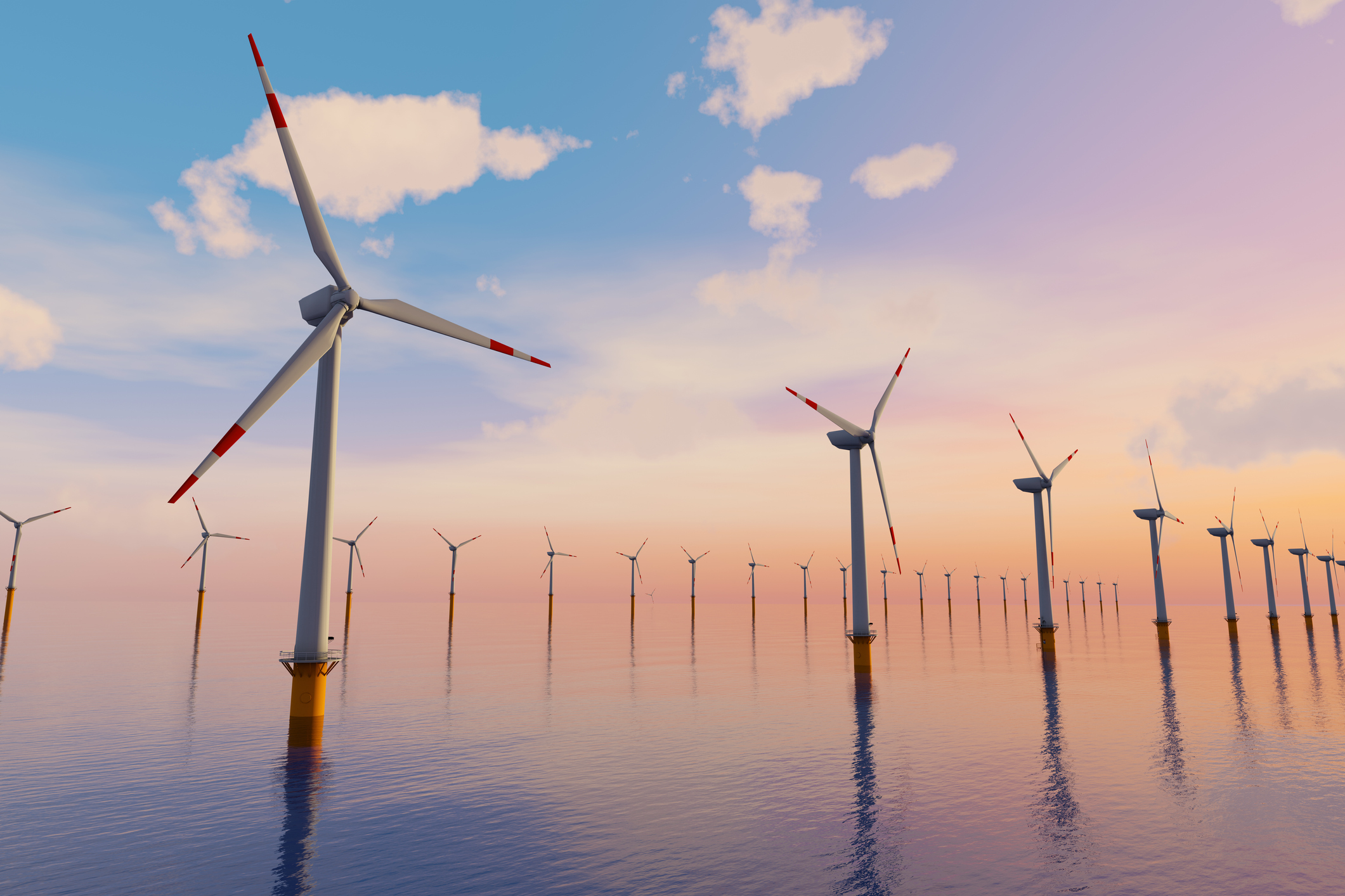 Artist's rendition of offshore wind turbines