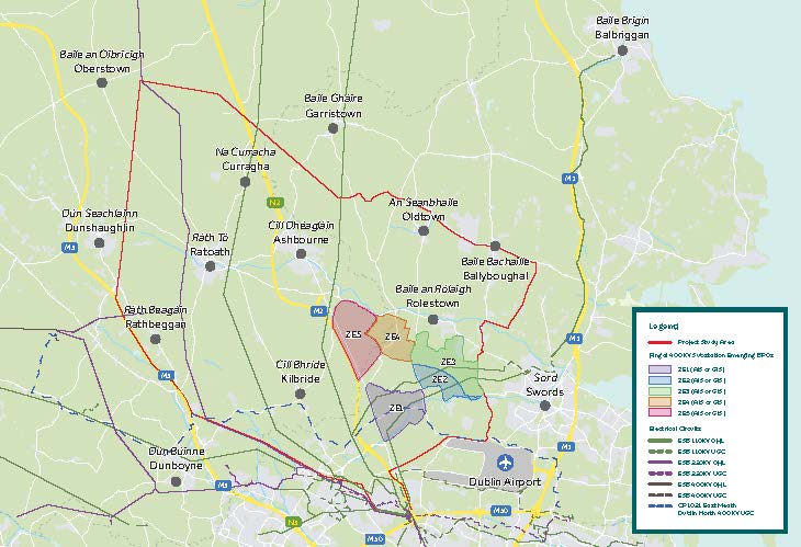 A map showing the zones in the area