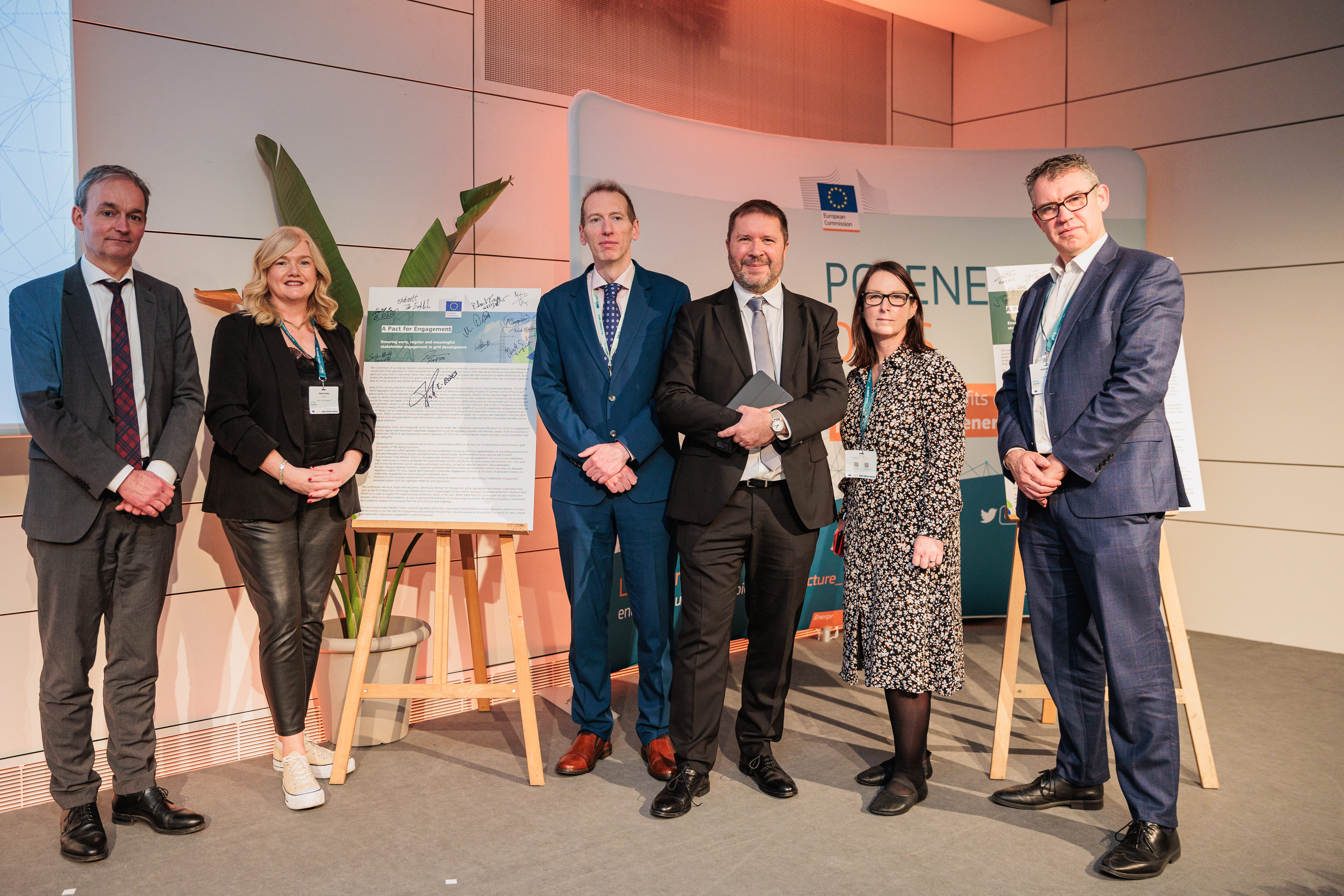 Joachim Balke, DG ENER, EU Commission, Sinead Dooley and Michael Mahon, EirGrid, Alejandro Ulzurrun De Asanza Y Munoz, EU Commission, Suzanne Collins and Pádraig Slyne, EirGrid