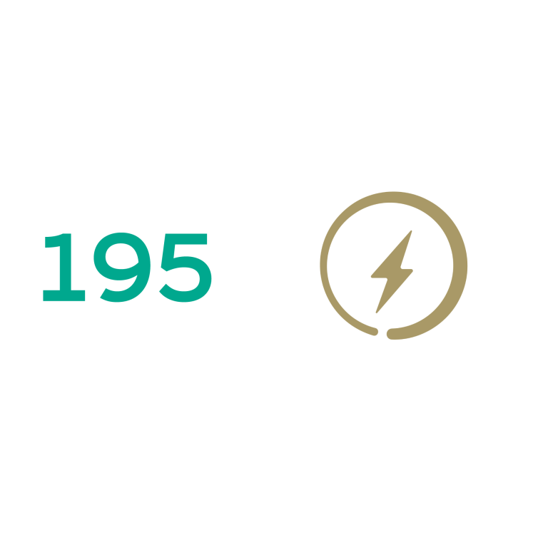 An icon showing 195 and a power symbol